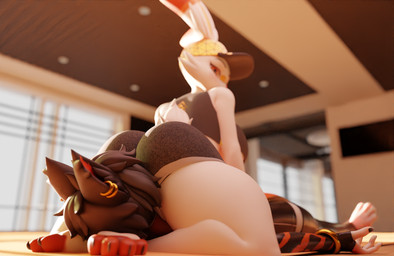 asphyxiation ass_on_face big_butt butt duo ear_piercing ear_ring female leg_wrap male male/female piercing ring_piercing thick_thighs mereo arknights blender_cycles hypergryph nintendo pokemon studio_montagne aak_(arknights) generation_8_pokemon pokemon_(species) scorbunny blender_(artwork) digital_media_(artwork) hi_res