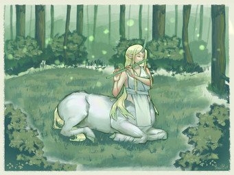 blonde_hair clothed clothed_female clothed_taur clothing eyes_closed female grass hair horn long_hair nature outside plant playing_flute playing_music pointy_ears quadruped solo tail tree unicorn_horn white_body white_clothing formalnail mythology equid equine humanoid_taur mammal mythological_creature mythological_equine taur unicorn unicorn_taur absurd_res hi_res