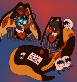 anthro apode bioluminescence claws clothed clothing content_smile duo eyewear finger_claws glasses glowing intersex intersex/male legless male male/male multi_eye oral_vore partially_clothed serpentine sign size_difference snake_hood tongue tongue_out unwilling_prey vore chimeracocks hazbin_hotel hellaverse baxter_(hazbin_hotel) egg_boiz_(hazbin_hotel) sir_pentious_(hazbin_hotel) anglerfish aquatic demon draconcopode fish naga reptile scalie snake