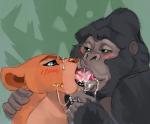 ambiguous_gender blush bodily_fluids drooling duo extreme_french_kiss female feral feral_on_feral french_kissing fur interspecies kissing mature_female mature_feral messy nude open_mouth saliva saliva_on_tongue sharp_teeth simple_background size_difference teeth tongue tongue_out ungulatr disney tarzan tarzan_(disney) the_lion_king kala_(tarzan) nala_(the_lion_king) ape felid gorilla haplorhine lion mammal pantherine primate crossover