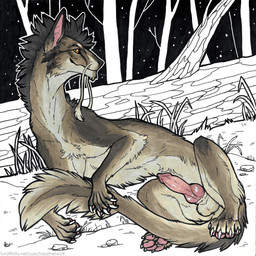 animal_genitalia animal_penis balls black_mane brown_body brown_fur canine_genitalia canine_penis cheek_tuft chest_tuft claws erection facial_tuft feral fur genitals glistening glistening_eyes knot leg_tuft looking_at_viewer male male_feral mane mouth_closed orange_eyes outside pawpads penis pink_inner_ear pink_pawpads pink_penis plant solo tail tail_tuft tan_balls tan_body tan_fur tree tuft white_claws heatherwolf mythology dragon furred_dragon furred_scalie mythological_creature mythological_scalie scalie 1:1 hi_res