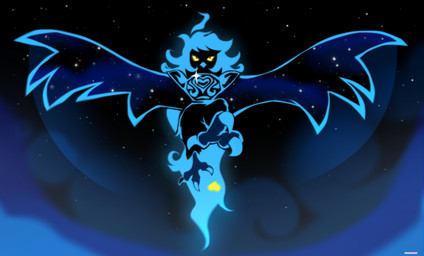anthro armor beak bioluminescence biped black_body black_feathers blue_body blue_hair clothed clothing detailed_background extended_arms feathered_wings feathers feet female flying front_view glowing glowing_wings hair heart_symbol long_hair looking_at_viewer low-angle_view sky solo sparkles star starry_sky talons toes topwear winged_arms wings yellow_eyes yellow_sclera badluckbootsy undertale undertale_(series) undertale_yellow clover_(undertale_yellow) martlet_(zenith_form) avian bird human mammal monster soul_(undertale) 2024 digital_drawing_(artwork) digital_media_(artwork) english_description full-length_portrait hi_res portrait