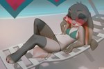 2023 3:2 anthro beach beach_chair bikini clothing disney eyewear female judy_hopps lagomorph legwear leporid looking_at_viewer lounging mammal miles_df narrowed_eyes rabbit seaside solo sunglasses swimwear tail toeless_legwear toeless_stockings two-piece_swimsuit zootopia