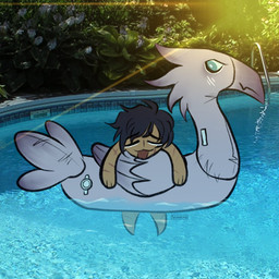 ambiguous_gender ambrosia_whiteheart chibi duo eyes_closed inflatable looking_at_another photo_background pool_toy scar scars_all_over toy transformation vaxhunt final_fantasy square_enix clive_rosfield animate_inanimate avian chocobo human living_inflatable living_pool_toy mammal 1:1 hi_res mixed_media photography_(artwork) female_(lore) male_(lore)