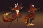 anthro bone dancing featureless_crotch female fire gradient_background leaf leaf_hair leaf_tail looking_aside plant plant_hair pseudo_hair rear_view simple_background skull skull_head solo tail kittiara canid canine fox mammal spirit full-length_portrait portrait