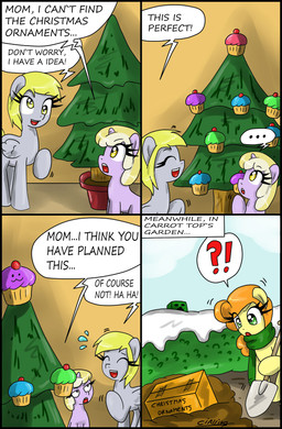 blonde_hair box christmas_tree christmas_tree_topper container dialogue ellipsis exclamation_point feathered_wings feathers female feral food green_eyes grey_body grey_feathers group hair holidays horn inside interrobang muffin orange_hair outside plant question_mark scarf shovel snow text tools tree wings yellow_eyes young young_feral ciriliko christmas friendship_is_magic hasbro microsoft minecraft mojang my_little_pony mythology xbox_game_studios carrot_top_(mlp) derpy_hooves_(mlp) dinky_hooves_(mlp) creeper_(minecraft) earth_pony equid equine horse mammal mythological_creature mythological_equine pegasus pony unicorn 2012 absurd_res crossover english_text hi_res