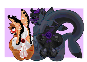 anus backsack balls bent_over big_balls big_butt butt butt_squish duo femboy gaping gaping_anus genitals hip_to_hip male nude perineum presenting presenting_anus presenting_balls presenting_hindquarters rear_view simple_background smile squish thick_thighs wide_hips halfpricesouls speckle_(halfpricesouls) xavier_(halfpricesouls) absurd_res hi_res