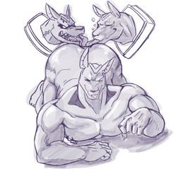 anal anthro blep butt collaborative collaborative_rimming collaborative_sex disembodied_head floating male male/male male_rimming_male muscular muscular_anthro nude one_eye_closed oral rimming sex tongue tongue_out tongues_touching wink gulasan xxl_woofia anuberus_(xxl_woofia) anubian_jackal canid canine canis jackal mammal 1:1 hi_res