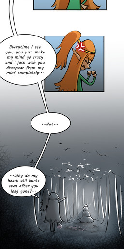 beard black_beard black_eyes black_facial_hair black_hair bouquet brown_clothing brown_shirt brown_topwear cairn clothing cross-popping_vein crown dress eyelashes facial_hair fan_comic fist flower forest grave green_clothing green_dress hair headgear humanoid_pointy_ears light_body light_skin long_ears long_hair open_mouth orange_hair plant pointy_ears ponytail sad shirt short_hair tan_body tan_skin teeth teeth_showing text tiara tongue topwear tree alangreyson elf_comic elf_(merrivius) human_(merrivius) elf human mammal artist_name comic english_text hi_res watermark