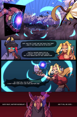 4_eyes accessory ambiguous_gender antennae_(anatomy) big_breasts black_body black_eyebrows black_finger_claws black_hair blonde_eyebrows blonde_hair blue_eyes blue_sky bottomwear boulder breasts brown_antennae brown_scarf cleavage clothed clothing cross-popping_vein day dirt earpiece_microphone elbow_pads enraged explanation eyebrows eyelashes female feral flying forest forest_background glistening glistening_body glistening_hair glistening_skin group hair hair_accessory highlights_(coloring) holding_pokemon horn insect_wings knock-back markings midriff moonblast motion_lines mouth_closed multi_eye nature nature_background no_pupils one_shoulder_out pants pink_leaves plant pokemon_battle purple_clothing purple_leaves purple_markings purple_sweater purple_topwear quadruped raised_arm raised_eyebrow raised_inner_eyebrows red_body red_clothing red_highlights red_shirt red_topwear rock scarf shirt shrub sky smoke standing sweater talking_to_another tanned_skin text topwear tree vein white_bottomwear white_clothing white_pants wings worried_face wounded yellow_body yellow_eyes cuchuflin nintendo pokemon andre_(cuchuflin) frida_(cuchuflin) romi_(cuchuflin) animal_humanoid ariados arthropod generation_2_pokemon generation_5_pokemon generation_7_pokemon human humanoid insect mammal pixie pokemon_(species) ribombee scolipede absurd_res comic english_text hi_res male_(lore)