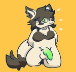 animal_genitalia animal_penis anthro black_hair canine_genitalia canine_penis eyewear fur genitals glasses green_penis gynomorph hair intersex penis solo wearing_glasses white_body white_fur leathfur ashe_(leathfur) arctic_fox canid canine fox mammal true_fox low_res