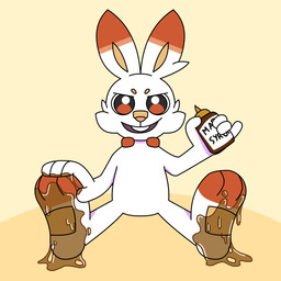 ambiguous_gender anthro dirty dirty_feet feet food foot_fetish foot_focus looking_at_viewer male maple_syrup messy presenting smile smiling_at_viewer smirk smirking_at_viewer solo syrup syrup_on_body teasing white_body mini_mogsey nintendo pokemon generation_8_pokemon lagomorph leporid mammal pokemon_(species) rabbit scorbunny 1:1 hi_res