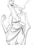 anthro bikini bottomwear breasts cigarette cleavage clothed clothing crotch_lines feathers female membrane_(anatomy) membranous_wings midriff non-mammal_breasts skirt solo swimwear two-piece_swimsuit wings glacierclear azhdarchid feathered_scalie prehistoric_species pterosaur quetzalcoatlus reptile scalie 2020 digital_media_(artwork) monochrome sketch