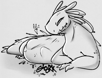 bodily_fluids drooling feral feral_pred onomatopoeia oral_vore quadruped rumbling_stomach saliva sound_effects text vore smc_acc rain_world videocult lizard_(rain_world) slugcat greyscale hi_res monochrome