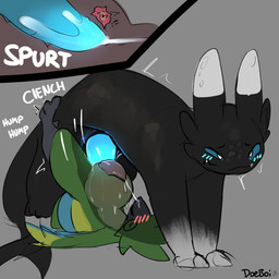 abdominal_bulge anal anthro anthro_on_feral anthro_penetrated bestiality black_body blush bodily_fluids cum cum_in_ass cum_inside cum_on_face cum_on_own_face cum_on_self duo feral feral_penetrating feral_penetrating_anthro from_front_position genital_fluids genitals green_body internal larger_feral larger_male looking_pleasured male male/male male_anthro male_feral male_on_anthro male_on_feral male_penetrated male_penetrating male_penetrating_male orgasm_face penetration penis penis_size_difference prostate prostate_stimulation sex size_difference smaller_anthro smaller_male smaller_penetrated wings kojisauce dreamworks european_mythology how_to_train_your_dragon mythology neon_(neondart) sobi_(sobibird) avian bird dragon fury_(httyd) mythological_creature mythological_scalie night_fury scalie western_dragon 1:1 hi_res