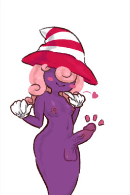 balls blush breasts clothed clothed_gynomorph clothed_humanoid clothed_intersex clothing crossgender erection genitals gloves gynomorph hair hair_over_eyes handwear hat hat_only headgear headgear_only headwear headwear_only intersex legless long_hair mostly_nude mostly_nude_gynomorph mostly_nude_humanoid mostly_nude_intersex nipples not_furry penis pink_hair purple_body simple_background smile solo white_background white_clothing white_gloves white_handwear inkerton-kun mario_bros nintendo paper_mario vivian_(mario) ghost humanoid shadow_siren spirit 2:3 digital_media_(artwork) pillarbox