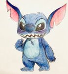 4_fingers black_eyes blue_body blue_fur blue_nose blush chest_tuft fingers fur head_tuft notched_ear open_mouth open_smile sharp_teeth simple_background smile solo standing teeth tuft white_background shimo_mi_0503 disney lilo_and_stitch stitch_(lilo_and_stitch) alien experiment_(lilo_and_stitch) 2020 absurd_res hi_res traditional_media_(artwork)