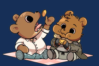 anthro black_nose bottomwear brown_body chibi clothing duo eating food kemono male pants shirt slightly_chubby topwear ham_won_art ernest_and_celestine bolero_(ernest_and_celestine) ernest_(ernest_and_celestine) bear mammal 2025 3:2 alpha_channel hi_res