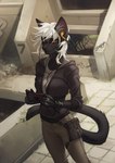 anthro bag black_body black_clothing black_fur bottomwear brown_clothing clothing earbuds electronics female fur gloves graffiti hair handwear headphones hoodie orange_eyes pants solo topwear orphen-sirius sheega domestic_cat felid feline felis mammal 2021 hi_res