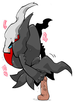 ambiguous_fluids ambiguous_gender blush bodily_fluids dildo not_furry sex_toy simple_background solo sweat text white_background kageyama nintendo pokemon darkrai generation_4_pokemon legendary_pokemon pokemon_(species) 2015 japanese_text