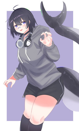 5_fingers bottomwear clothing electronics female fingers hair headgear headphones headset legwear short_hair shorts solo sweater tail thigh_highs topwear mametunu animal_humanoid aquatic aquatic_humanoid fish fish_humanoid humanoid shark_humanoid thiren 2025 absurd_res digital_drawing_(artwork) digital_media_(artwork) hi_res