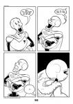 2017 animated_skeleton bone c-puff clothed clothing comic crossed_arms dialogue duo english_text hi_res humanoid monochrome not_furry papyrus_(undertale) sans_(undertale) skeleton speech_bubble text undead undertale undertale_(series) url