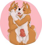 animal_genitalia anthro anthro_on_anthro balls balls_touching blush bodily_fluids circumcised cum cum_on_penis duo erection eyes_closed femboy femboy/femboy french_kissing frottage fur genital_fluids genitals hug humanoid_genitalia humanoid_penis hybrid_genitalia hybrid_penis intraspecies kissing male male/male nude penile penis precum red_eyes saliva sex sheath sheathed_humanoid_penis simple_background standing tongue tongue_out white_balls wide_hips young young_anthro seth-iova canid canine canis domestic_dog herding_dog mammal pastoral_dog welsh_corgi 2013 digital_media_(artwork) brother_(lore) brothers_(lore) incest_(lore) sibling_(lore) twincest_(lore) twins_(lore)