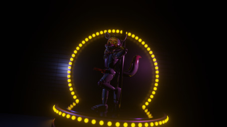 against_pole against_surface animal_genitalia animal_penis anthro canine_genitalia canine_penis dark erection eyebrows femboy genitals glowing glowing_eyes hands_behind_head inside knot looking_at_viewer machine male on_model penis pole raised_tail solo standing stripper stripper_pole tail anonymous_artist five_nights_at_freddy's scottgames sister_location funtime_foxy_(fnaf) animatronic canid canine fox mammal robot 16:9 2022 3d_(artwork) digital_media_(artwork) hi_res widescreen