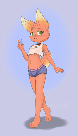 3_toes 5_fingers adolescent anthro barefoot bell bell_collar big_pupils big_tail biped black_collar blue_background blue_bottomwear blue_clothing blue_shorts bottomwear breasts brown_eyebrows cheek_tuft clothed clothed_anthro clothed_female clothing collar countershade_ears countershade_fur countershade_tail countershading crop_top dipstick_ears ear_markings erect_nipples eyebrows eyelashes facial_tuft feet female female_anthro fingers front_view fully_clothed fully_clothed_anthro fully_clothed_female fur gesture gesturing_at_viewer gradient_ears gradient_fur green_eyes green_pupils hand_gesture hotpants humanoid_hands ineffective_clothing iris loli looking_at_viewer markings midriff multicolored_ears navel nipple_outline nipples no_bra open_mouth open_smile orange_body orange_fur pink_nose plantigrade pointy_ears pose prick_ears pupils raised_heel shadow shirt shorts simple_background slim slim_anthro slim_female small_breasts smile smiling_at_viewer solo standing tail teeth toes topwear translucent translucent_clothing translucent_crop_top translucent_shirt translucent_topwear tuft v_sign white_clothing white_crop_top white_sclera white_topwear yellow_body yellow_countershading yellow_ear_tips yellow_fur young young_anthro young_female bunnybits conditional_dnp amelie_(bunnybits) firebunny lagomorph leporid mammal rabbit 2017 absurd_res digital_media_(artwork) full-length_portrait hi_res pinup portrait
