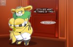 anthro areola big_breasts breasts clothed clothing detailed_background dialogue female huge_breasts short_stack skimpy slightly_chubby solo standing text thick_thighs mklancer00 archie_comics sega sonic_the_hedgehog_(archie) sonic_the_hedgehog_(comics) sonic_the_hedgehog_(series) thunderbolt_the_chinchilla chinchilla chinchillid mammal rodent english_text hi_res