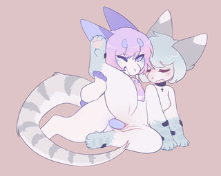 anthro anthro_on_anthro anthro_penetrated anthro_penetrating anthro_penetrating_anthro areola balls bangs blue_blush blue_eyes blue_horn blue_penis blush breasts clitoris collar collar_only duo erection eyes_closed female female_penetrated genitals grey_hair hair horn humanoid_genitalia humanoid_vulva leg_grab long_tail looking_at_another looking_at_partner looking_pleasured lying male male/female male_penetrating male_penetrating_female nipples nude on_side one_eye_closed one_leg_up open_mouth penetration penile penile_penetration penis penis_in_vagina pink_areola pink_background pink_blush pink_hair pink_nipples pink_vulva raised_leg sex short_hair simple_background small_breasts tail vaginal vaginal_penetration vulva white_body shiones 2021 5:4 colored digital_drawing_(artwork) digital_media_(artwork) flat_colors