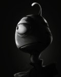 1_eye antennae_(anatomy) clothed clothing gradient_background greyscale_background head_markings male markings occipital_markings realistic simple_background solo uniform creesa disney lilo_and_stitch wendy_pleakley alien plorgonarian 2022 bust_portrait greyscale hi_res monochrome portrait signature