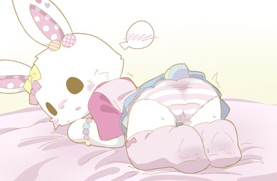 blush bow_(feature) bow_accessory butt clothed clothing female fur long_ears looking_at_viewer open_mouth panties presenting presenting_hindquarters solo tail underwear white_body white_fur young hiyori_(artist) meekyan sanrio wish_me_mell mell lagomorph leporid mammal rabbit digital_media_(artwork) hi_res