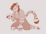 anthro clean_diaper clothing diaper diaper_under_clothing kneeling male open_mouth overalls raised_tail shirt shortalls smile solo t-shirt tail topwear toy_block steelshark felid jaguar mammal pantherine hi_res