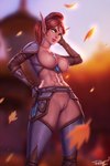 2:3 abs areola armor autumn big_breasts blizzard_entertainment blood_elf blurred_background breastless_clothing breasts casual_exposure clothed clothing curvy_female curvy_figure curvy_humanoid day detailed detailed_background diamond_(gem) digital_media_(artwork) dust ear_piercing ear_ring elf eyebrows eyelashes eyeshadow falling_leaves female front_view gem genitals green_eyes green_pupils green_sclera hair hair_bun hand_on_head hand_on_hip hi_res hourglass_figure hourglass_figured_female hourglass_figured_humanoid humanoid humanoid_genitalia humanoid_pointy_ears humanoid_pussy ineffective_clothing innie_pussy leaf lips long_eyebrows looking_at_viewer looking_down makeup mammal mascara muscular muscular_female muscular_humanoid navel nipple_piercing nipples not_furry outside pale_skin particles personalami piercing pink_areola pink_lips pink_nipples ponytail portrait pose pupils pussy red_hair ring_piercing sapphire_(gem) shaded signature sky solo standing thick_thighs three-quarter_portrait unconvincing_armor warcraft wide_hipped_female wide_hipped_humanoid wide_hips