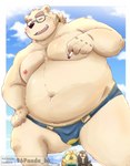 anime_nosebleed anthro belly blood blue_clothing blue_speedo blue_swimwear blush bodily_fluids bulge chibi cigarette clothing eyebrows fur grey_body grey_fur group heart_symbol male male/male musclegut muscular navel nipples nosebleed pecs smoking speedo swimwear thick_eyebrows trio white_body white_fur yellow_body yellow_clothing yellow_fur yellow_speedo yellow_swimwear 96panda lifewonders tokyo_afterschool_summoners cu_sith_(tas) leib_(tas) moritaka_(tas) bear canid canine canis domestic_dog mammal polar_bear ursine 2023 absurd_res hi_res