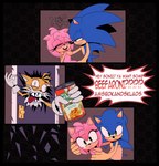 accessory anthro breasts confusion dialogue door embarrassed female food group happy headband hug insane male male/female nude on_model pronounced_browridge romantic romantic_couple sad simple_background speech_bubble trio blue_archer_(artist) mashed_(copyright) secret_history_of_sonic_&_tails sega sonic_the_hedgehog_(series) amy_rose miles_prower sonic_the_hedgehog canid canine eulipotyphlan fox hedgehog mammal absurd_res comic hi_res