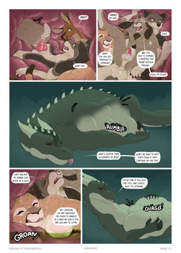 2_horns 5_panel_comic accidental_sex anal anal_knotting anal_penetration anthro anthro_on_anthro anthro_penetrated anthro_penetrating anthro_penetrating_anthro anthro_prey back_spikes balls belly big_belly black_sclera bodily_fluids brown_body complaining dialogue erection eyes_closed female female_prey feral feral_pred genitals green_body green_eyes grey_body hand_on_belly head_horn head_spikes horn inside_stomach knot knotted_penis knotting lying lying_on_ground male male/male male_penetrated male_penetrating male_penetrating_male male_pred male_prey name_in_dialogue neck_spikes nude on_front on_ground onomatopoeia orange_eyes page_number penetration penis profanity red_eyes rumbling_stomach sex soft_vore sound_effects speech_bubble spikes spikes_(anatomy) stomach_acid talking_to_pred talking_to_prey text tongue tongue_out vore yellow_eyes armorine mythology chloe_(armorine) jake_(armorine) justin_(armorine) samantha_(armorine) terren_(armorine) canid canine canis cougar deer dragon felid feline lagomorph leporid mammal mythological_creature mythological_scalie rabbit scalie wingless_dragon wolf artist_name comic english_text hi_res