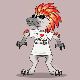 3_fingers 3_toes anthro arm_feathers arm_tuft bottomless breasts claws clothed clothing digitigrade eyewear facial_piercing feather_hair feathered_crest feathers feet female finger_claws fingers flesh_fang freckled_arms freckled_crotch freckled_face freckled_legs freckles head_crest non-mammal_breasts nose_piercing nose_ring piercing pseudo_hair red_body red_feathers ring_piercing shirt shirt_only solo sparkles speckled_body standing sunglasses toe_claws toes toony topwear topwear_only tuft white_body yellow_body yellow_feathers turianwaifu halo_(series) microsoft xbox_game_studios zir-zen alien ibie'shan kig-yar scalie 1:1 colored hi_res meme