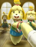 accessory anthro bell blonde_hair bottomwear clipboard clothing female first_person_view hair hair_accessory hair_tie holding_clipboard holding_object implied_transformation inside looking_at_viewer open_mouth skirt smile solo standing tail window mewscaper animal_crossing nintendo isabelle_(animal_crossing) canid canine canis domestic_dog mammal shih_tzu toy_dog 2016 absurd_res hi_res