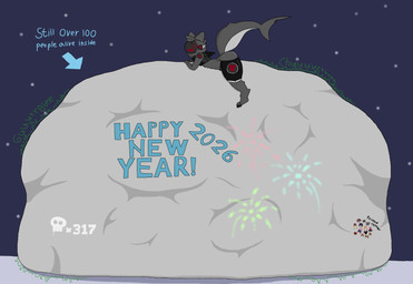 anthro belly big_belly bodypaint churning digestion digestion_implied digestion_noises eviltoaster eviltoaster05 holidays huge_belly hyper hyper_belly kill_count looking_at_viewer machine male male/male male_pred mass_vore rumbling_stomach shark_tail smile smile_at_viewer solo thick_thighs vore new_year new_year_2026 protogen absurd_res hi_res