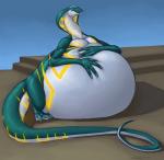 belly belly_squish big_belly eyes_closed green_body green_tail hand_on_belly huge_belly hyper hyper_belly immobile inflation inflation_fetish long_tail male smile snake_hood solo squish tail white_body bodbloat blizzard_entertainment warcraft reptile scalie sethrak snake 2019 hi_res