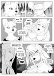 after_transformation anthro breasts buck_(corablue) canid canine clothed clothing comic corablue deer dialogue english_text female group hi_res human husky_(corablue) jack_(corablue) male mammal mischief_(corablue) monochrome mouse murid murine nipples rodent text