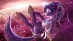 clothing cutie_mark detailed_background eyelashes female feral hair horn legwear long_hair multicolored_hair open_mouth outside solo zigword friendship_is_magic hasbro my_little_pony mythology starlight_glimmer_(mlp) equid equine mammal mythological_creature mythological_equine unicorn 2017 hi_res