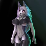 anthro big_breasts breasts clothed clothing female navel nude thong underwear wide_hips andy_234 helluva_boss mythology loona_(helluva_boss) canid canid_demon canine canis demon hellhound mammal mythological_canine mythological_creature wolf 1:1 half-length_portrait hi_res portrait