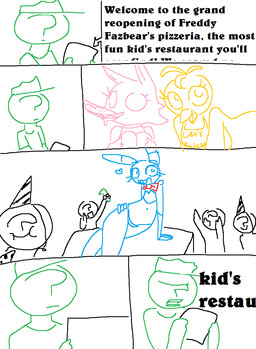 ?_face anthro beak bib bodily_fluids bow_(feature) bow_tie breasts cleavage clothed clothing crossgender disgust drooling eating female food hat headgear headwear heart_symbol humor machine midriff money non-mammal_breasts open_mouth paper party_hat pizza saliva skimpy text the_weaver five_nights_at_freddy's five_nights_at_freddy's_2 scottgames anon mangle_(fnaf) toy_bonnie_(fnaf) toy_chica_(fnaf) animatronic avian bird canid canine chicken fox galliform human lagomorph leporid mammal phasianid rabbit robot comic english_text hi_res