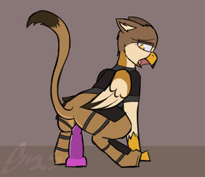 ahegao armor bodily_fluids crouching dildo female feral genital_fluids looking_pleasured sex_toy solo vaginal_fluids sombird mythology gwen_(razorzj) avian gryphon mythological_avian mythological_creature animated hi_res