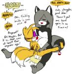 ball_gag big_breasts breasts butt canine crossgender cum english_text female fox gag impregnation male mammal miles_prower norithics raccoon sega sonic_(series) sweat text
Rating: Explicit
Score: 13
User: Juni221
Date: March 13, 2014