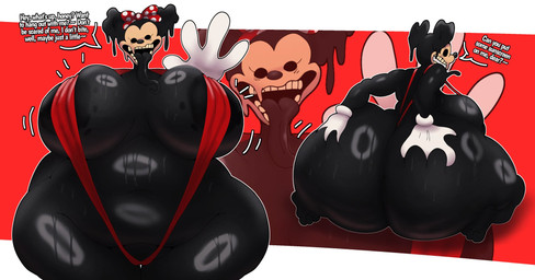 anthro belly big_belly big_breasts big_butt big_hands black_body black_ears black_eyes black_mouth black_tail black_tongue bodily_fluids border breasts butt butt_grab butt_squish clothing dialogue empty_eyes eyelashes female gesture gloves hand_on_butt hand_on_own_butt handwear huge_breasts huge_butt huge_thighs hyper hyper_breasts hyper_butt hyper_thighs kneeling looking_at_viewer looking_back looking_back_at_viewer motion_lines open_mouth open_smile overweight overweight_anthro overweight_female polka_dot_bow red_background red_bow red_clothing red_hair_bow simple_background smile smiling_at_viewer solo speech_bubble squish sweat sweaty_belly sweaty_breasts sweaty_butt tail talking_to_viewer teeth text thick_thighs tight_clothing tongue tongue_out waving waving_at_viewer white_border white_clothing white_gloves white_handwear crowundeadcat disney five_nights_at_treasure_island impurity_(fnati) minnie_mouse mammal mouse murid murine rodent 2026 colored digital_media_(artwork) english_text hi_res multiple_scenes shaded