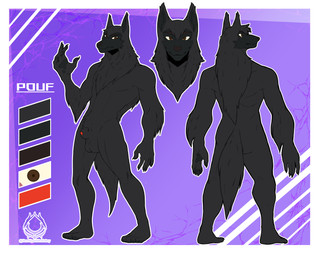 animal_genitalia anthro black_body black_fur fur genitals male penis penis_tip sheath solo jhon_higashi pouf_(character) canid canine canis domestic_dog mammal 5:4 absurd_res hi_res model_sheet